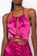 50 SHADES OF SLAY LACE UP SATIN RUCHED MINI DRESS FUCHSIA Fashion