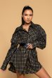 WISH YOU WERE HERE PLAID T SHIRT DRESS WITH OVERSIZED BELT For Sale