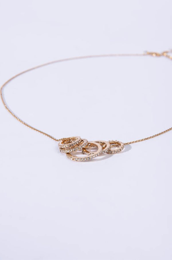 7 RINGS MID LEVEL NECKLACE GOLD Hot on Sale