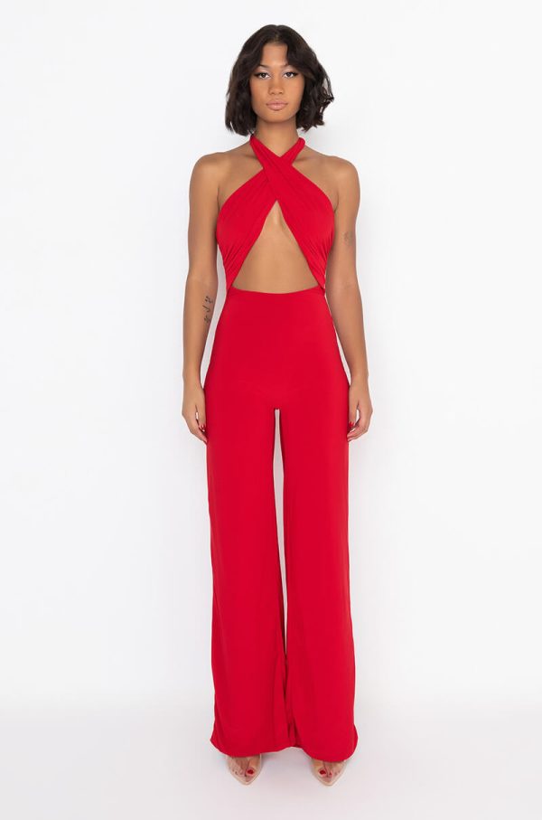 MY ALL WIDE LEG JUMPSUIT RED Cheap