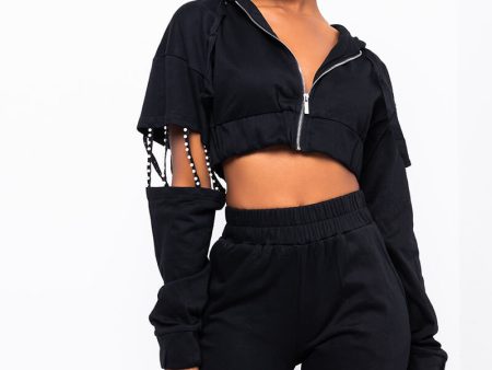 YOU DON T KNOW ME PEARL DETAIL SWEATSHIRT BLACK Online