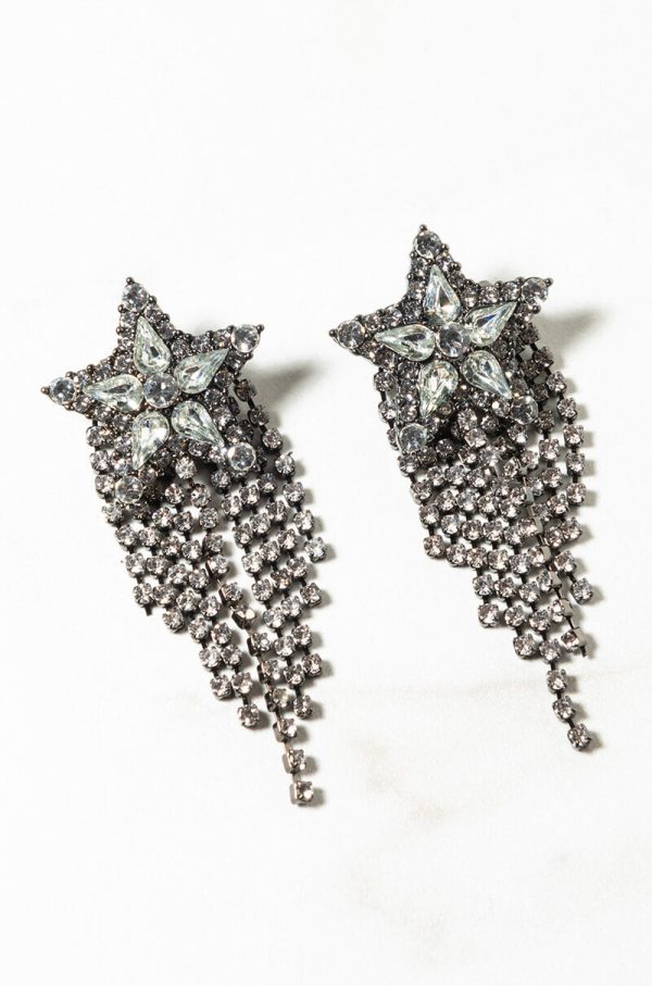 STARBURST RHINESTONE FRINGE EARRING Online now