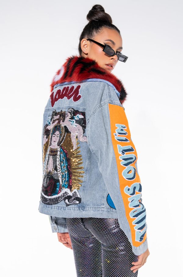 100 PERCENT THAT B PATCHWORK DENIM JACKET Hot on Sale