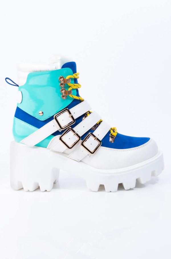 CALLIN U MINE LACE UP BOOTIE BLUE Hot on Sale