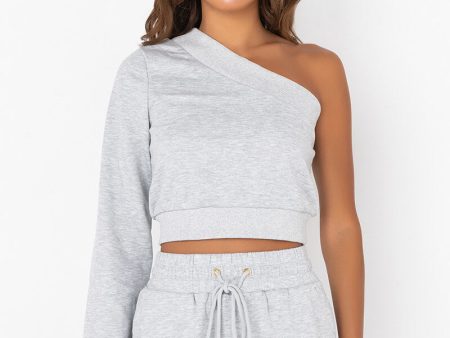 A MOMENT APART OFF THE SHOULDER SWEATSHIRT HEATHER GREY Sale