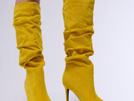 AZALEA WANG PAVETTA YELLOW FAUX SUEDE SLOUCH BOOT Online