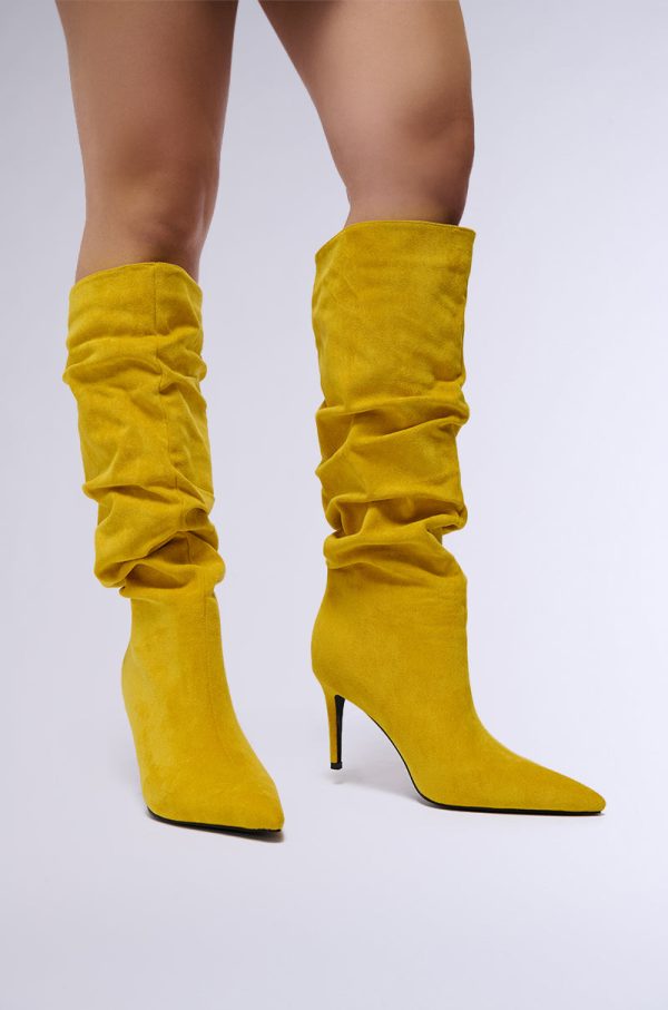 AZALEA WANG PAVETTA YELLOW FAUX SUEDE SLOUCH BOOT Online