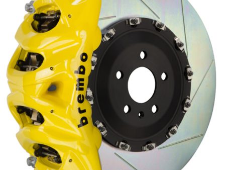 Brembo 12-20 GS350 Rear GT BBK 4 Piston Cast 345x28 2pc Rotor Slotted Type1 - Yellow Hot on Sale