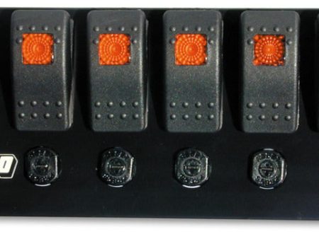 Moroso Rocker Switch Panel - Flat Surface Mount - LED - 3-3 8in x 8in - Five On Off Switches Discount