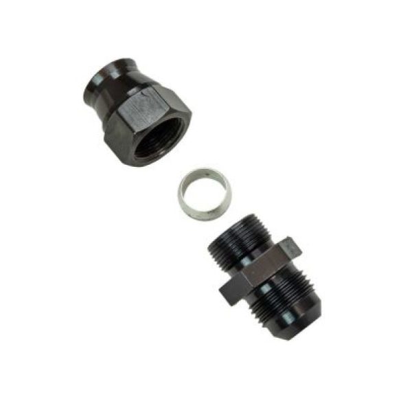 Moroso Aluminum Fitting Adapter 8AN Male to 1 2in Tube Compression - Black For Sale