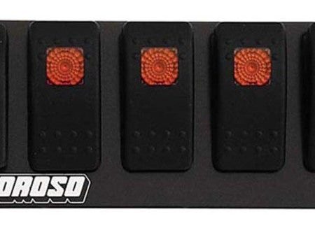 Moroso Rocker Switch Panel - Flat Surface Mount - LED - 2.488in x 6.695in - Five On Off Switches Sale